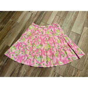 Lilly Pulitzer Vintage White Tag Lined Skirt Monkeys Pink White Green Tiered M